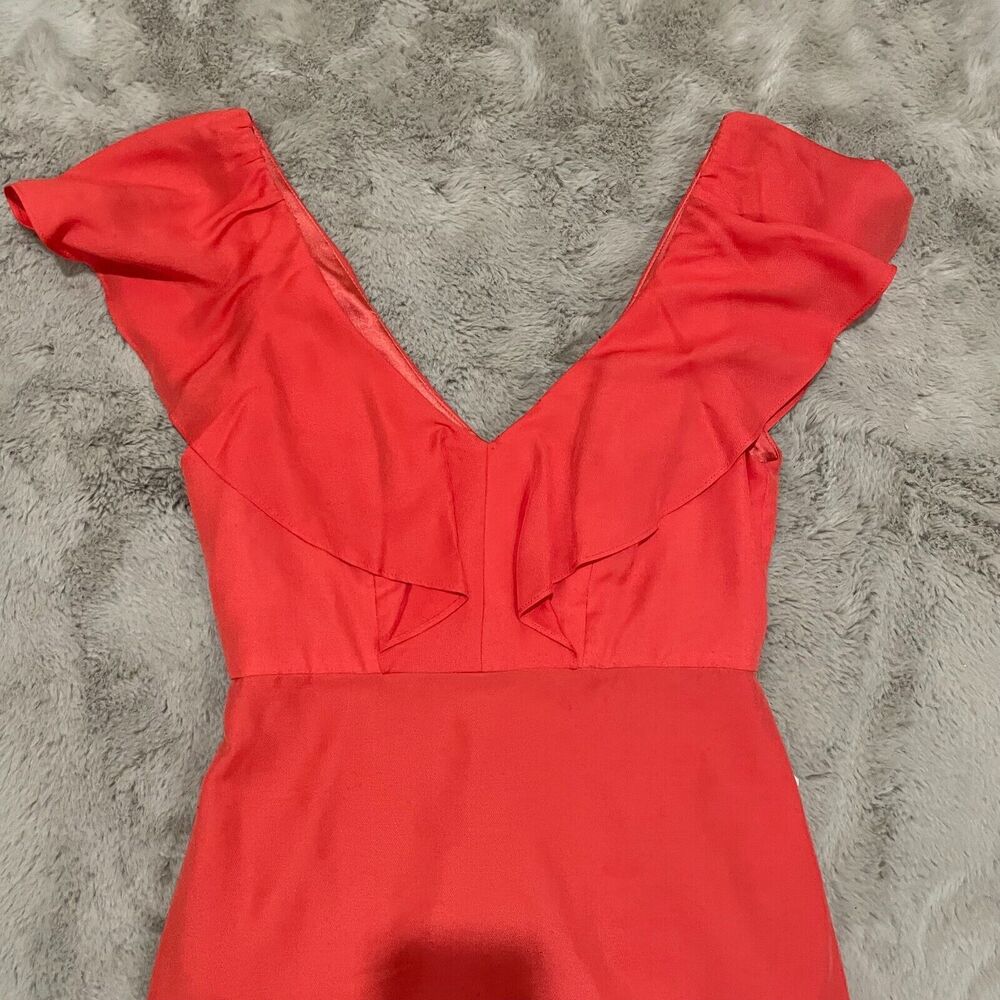 Jenny Yoo‎ Collection Red Ruffle Silk Blend Dress Size 0 Cocktail Wedding $265 - Picture 3 of 10